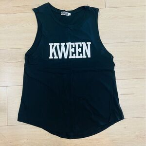CHRLDR Black KWEEN Tank Top